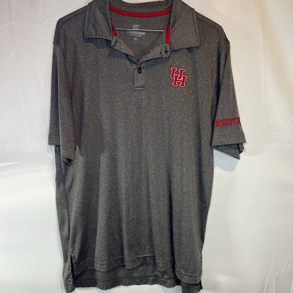 University Of Houston‎ Shirt Mens Medium Gray Polo Short Sleeve Colosseum UofH